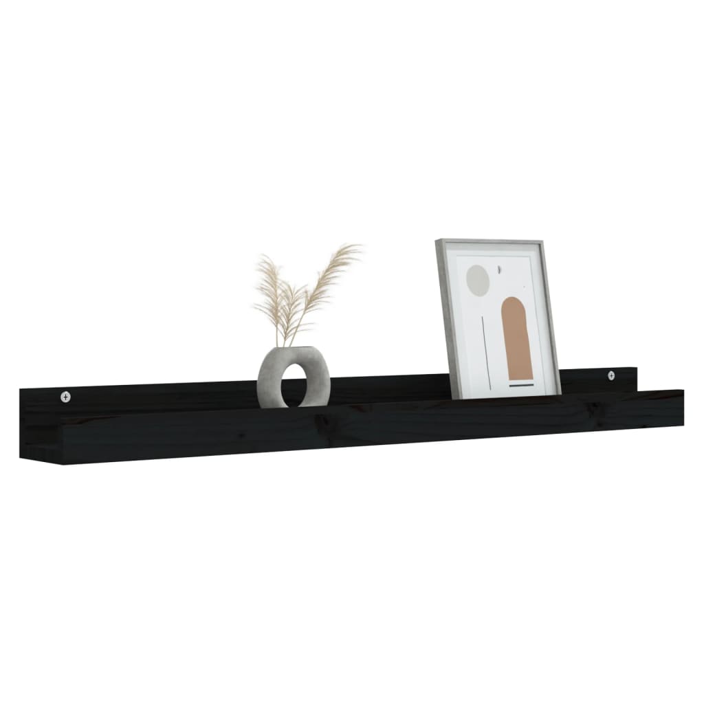 vidaXL Rafturi de perete, 2 buc., negru, 110x12x9 cm, lemn masiv pin vidaXL Rafturi de perete, 2 buc., negru, 110x12x9 cm, lemn masiv pin