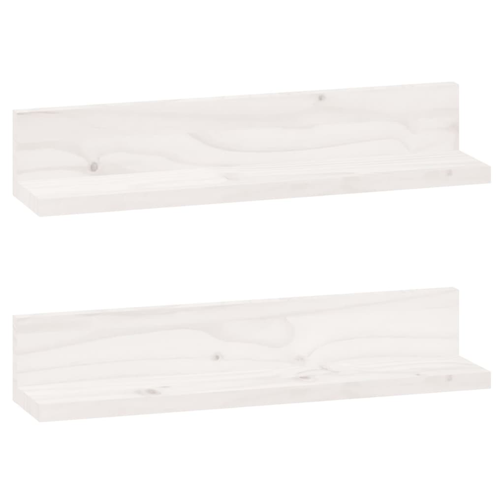vidaXL Rafturi de perete, 2 buc., alb, 50x11x9 cm, lemn masiv de pin
