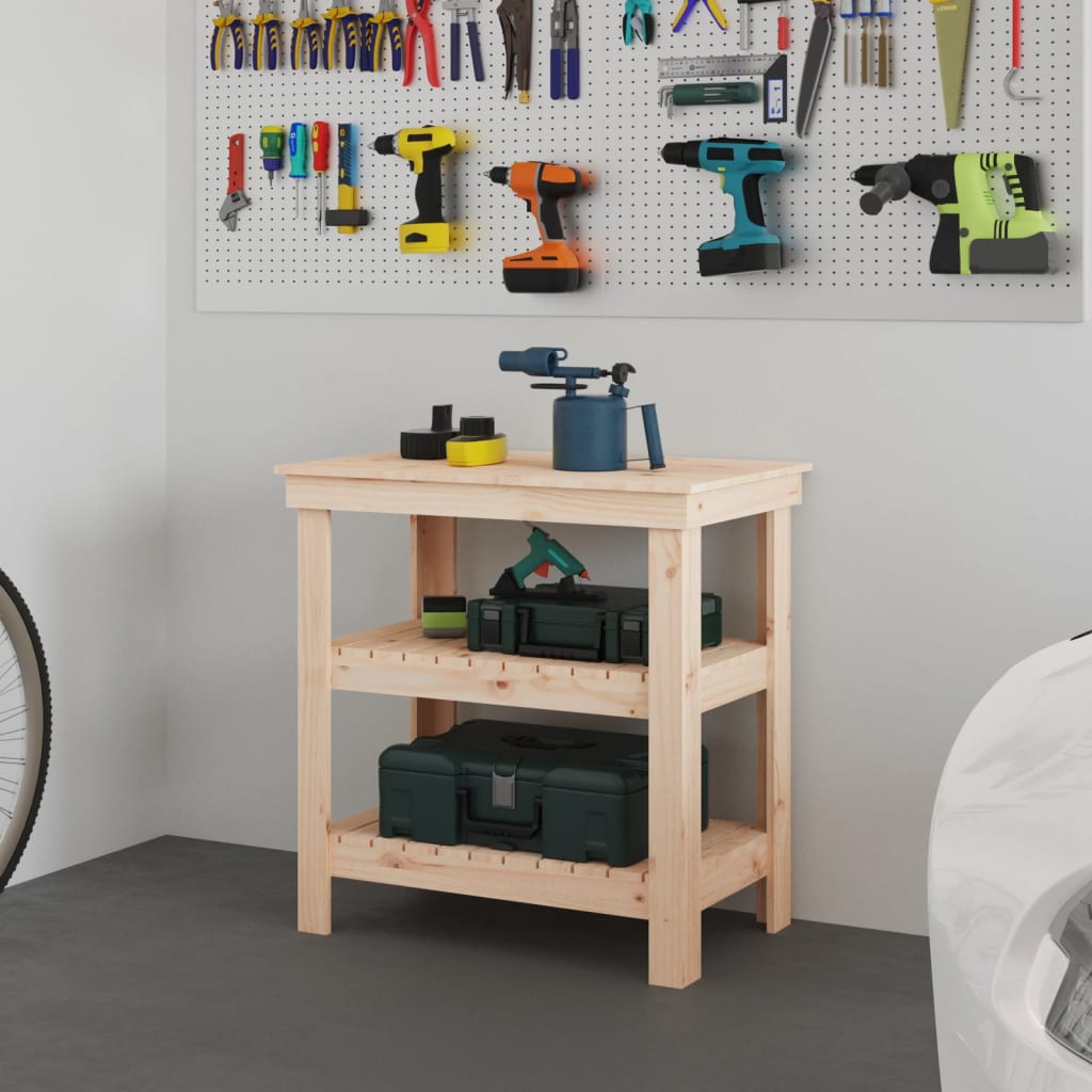 vidaXL Banc de lucru, 78,5x50x80 cm, lemn masiv pin vidaXL Banc de lucru, 78,5x50x80 cm, lemn masiv pin