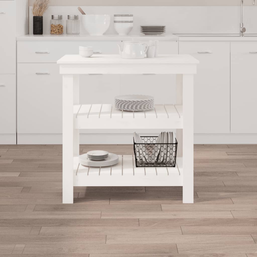 vidaXL Banc de lucru, alb, 78,5x50x80 cm, lemn masiv pin vidaXL Banc de lucru, alb, 78,5x50x80 cm, lemn masiv pin