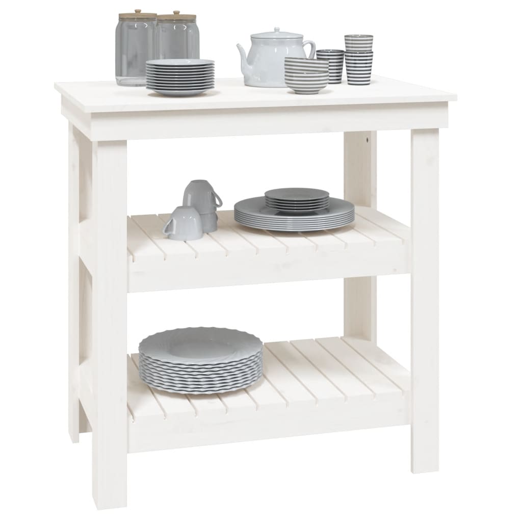 vidaXL Banc de lucru, alb, 78,5x50x80 cm, lemn masiv pin vidaXL Banc de lucru, alb, 78,5x50x80 cm, lemn masiv pin