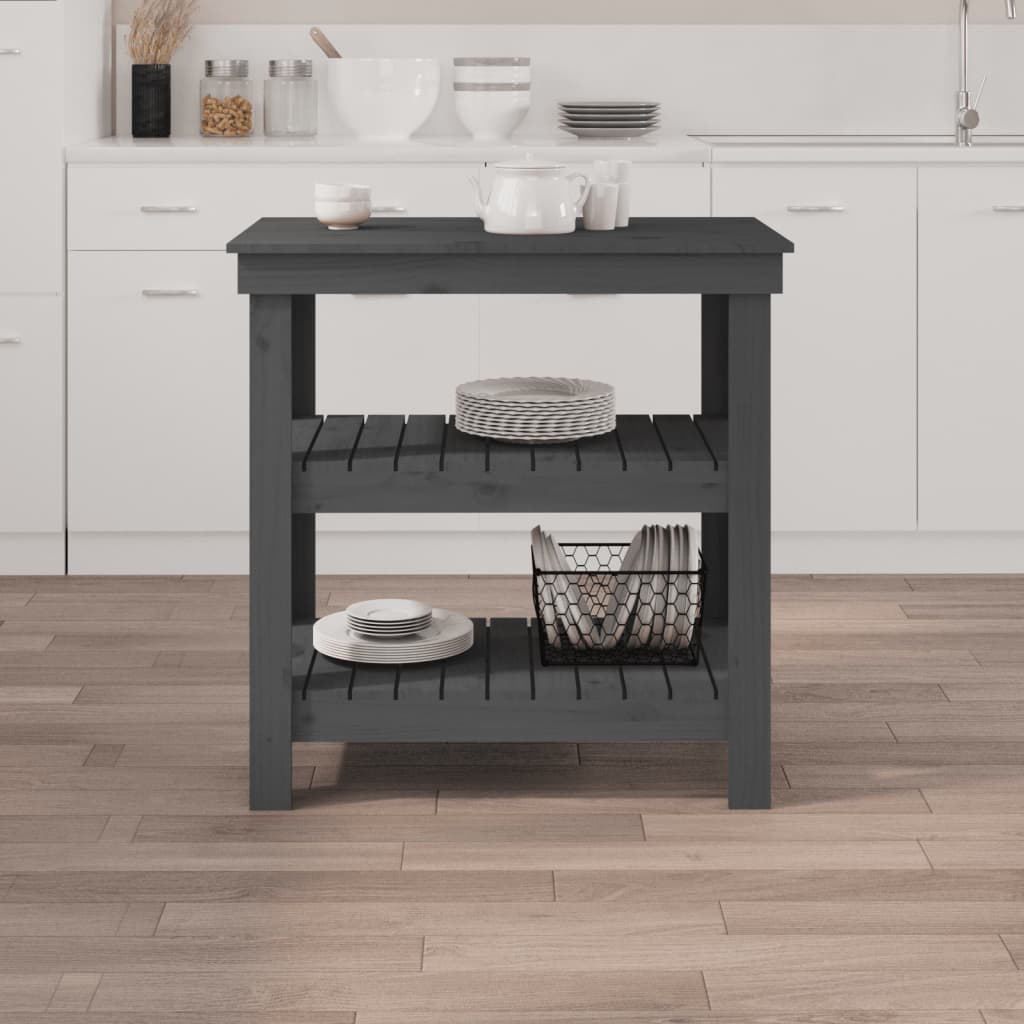 vidaXL Banc de lucru, gri, 78,5x50x80 cm, lemn masiv pin vidaXL Banc de lucru, gri, 78,5x50x80 cm, lemn masiv pin
