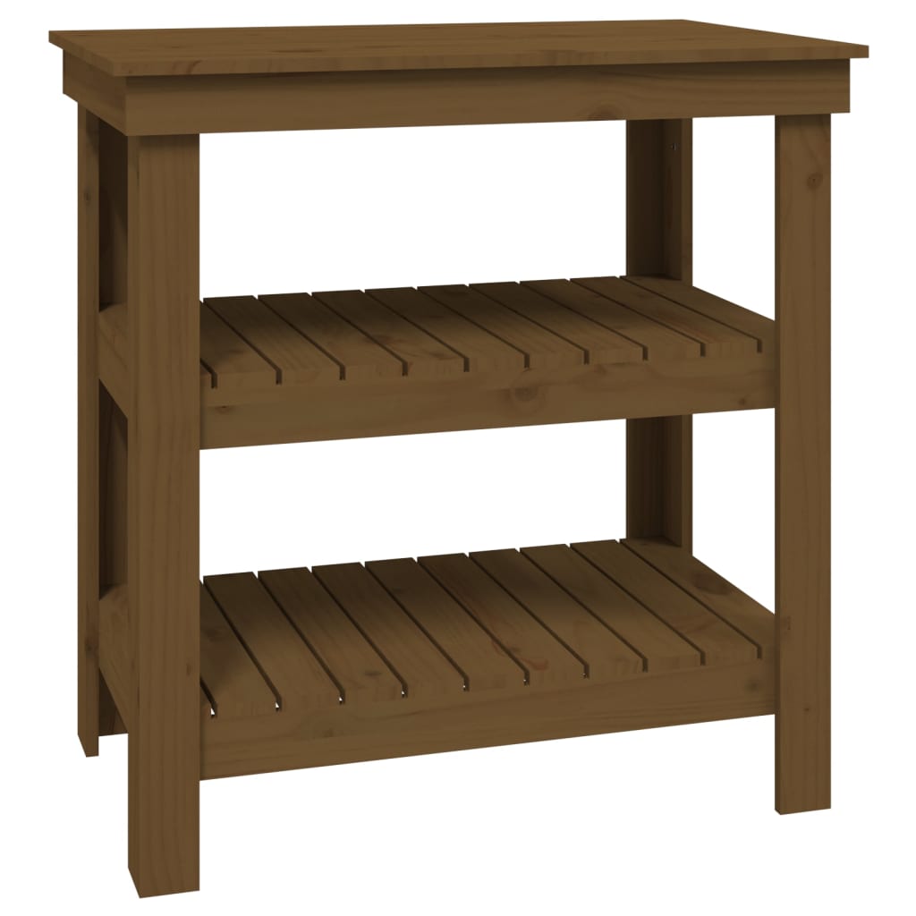 vidaXL Banc de lucru, maro miere, 78,5x50x80 cm, lemn masiv pin vidaXL Banc de lucru, maro miere, 78,5x50x80 cm, lemn masiv pin