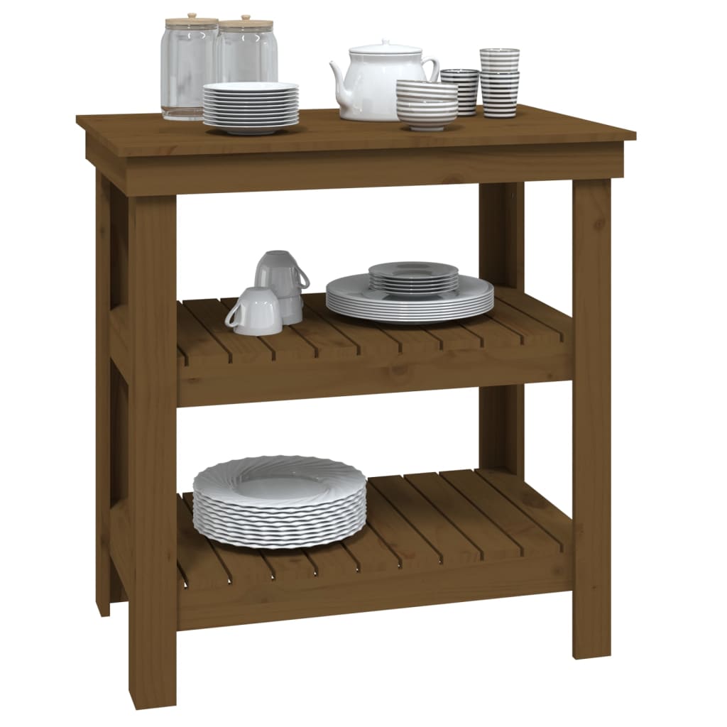 vidaXL Banc de lucru, maro miere, 78,5x50x80 cm, lemn masiv pin vidaXL Banc de lucru, maro miere, 78,5x50x80 cm, lemn masiv pin