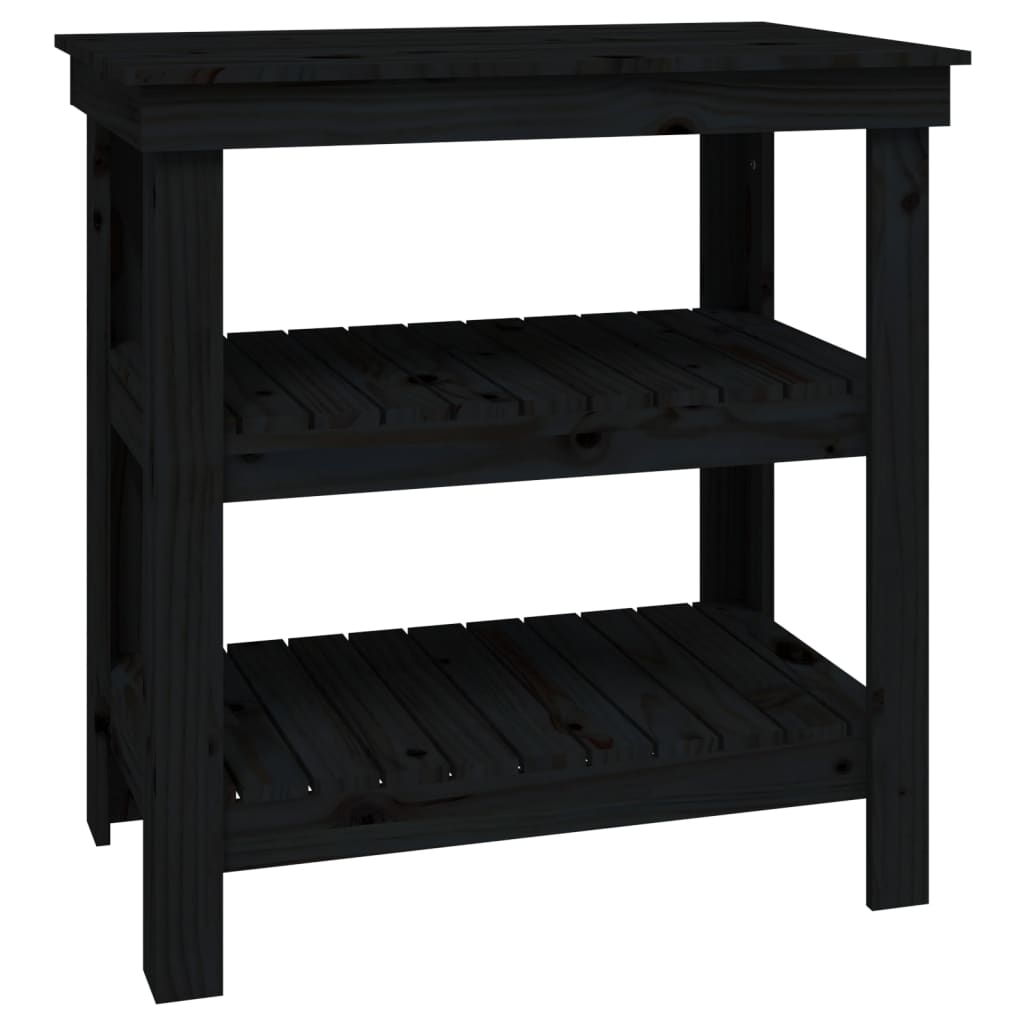 vidaXL Banc de lucru, negru, 78,5x50x80 cm, lemn masiv pin vidaXL Banc de lucru, negru, 78,5x50x80 cm, lemn masiv pin