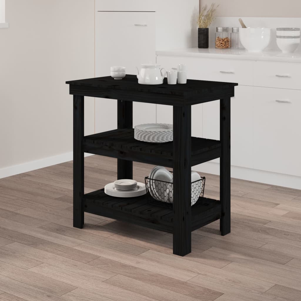 vidaXL Banc de lucru, negru, 78,5x50x80 cm, lemn masiv pin vidaXL Banc de lucru, negru, 78,5x50x80 cm, lemn masiv pin