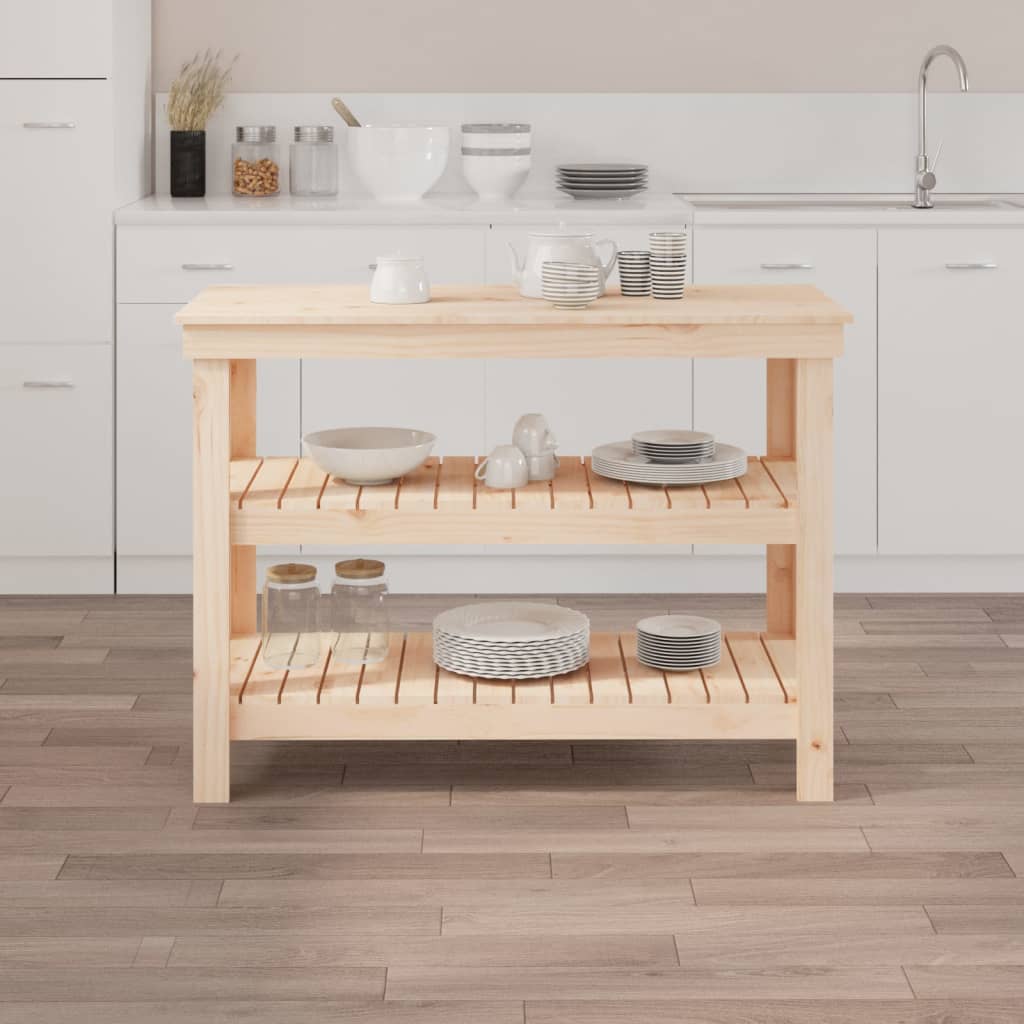 vidaXL Banc de lucru, 110,5x50x80 cm, lemn masiv pin