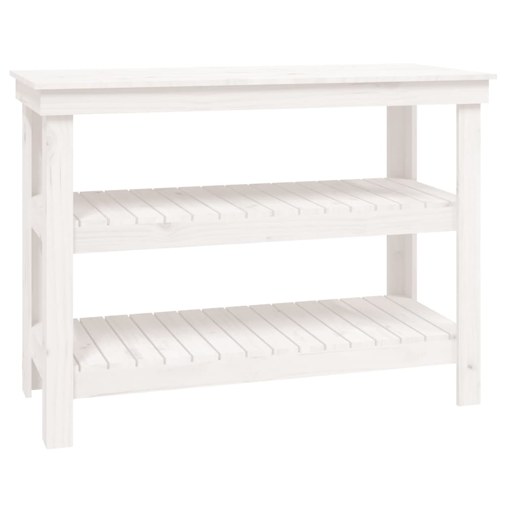 vidaXL Banc de lucru, alb, 110,5x50x80 cm, lemn masiv pin vidaXL Banc de lucru, alb, 110,5x50x80 cm, lemn masiv pin