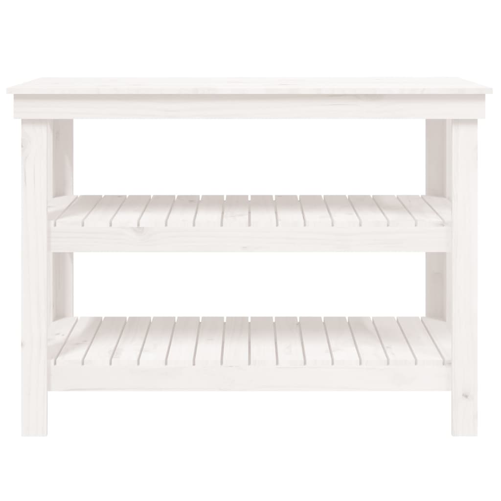 vidaXL Banc de lucru, alb, 110,5x50x80 cm, lemn masiv pin vidaXL Banc de lucru, alb, 110,5x50x80 cm, lemn masiv pin