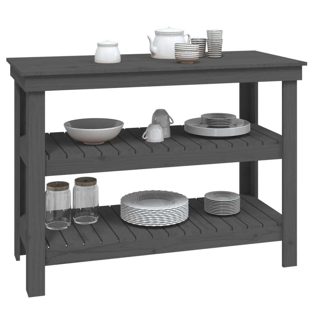 vidaXL Banc de lucru, gri, 110,5x50x80 cm, lemn masiv pin vidaXL Banc de lucru, gri, 110,5x50x80 cm, lemn masiv pin