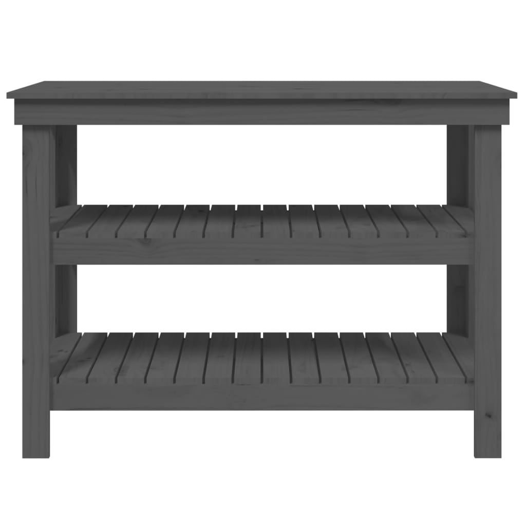 vidaXL Banc de lucru, gri, 110,5x50x80 cm, lemn masiv pin vidaXL Banc de lucru, gri, 110,5x50x80 cm, lemn masiv pin