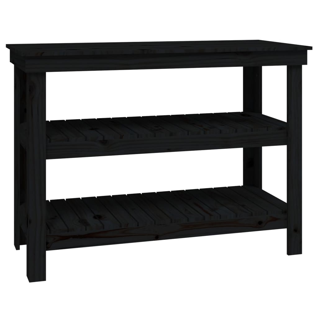vidaXL Banc de lucru, negru, 110,5x50x80 cm, lemn masiv pin vidaXL Banc de lucru, negru, 110,5x50x80 cm, lemn masiv pin