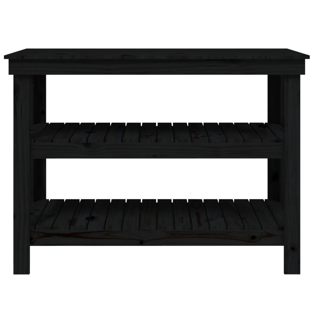 vidaXL Banc de lucru, negru, 110,5x50x80 cm, lemn masiv pin vidaXL Banc de lucru, negru, 110,5x50x80 cm, lemn masiv pin