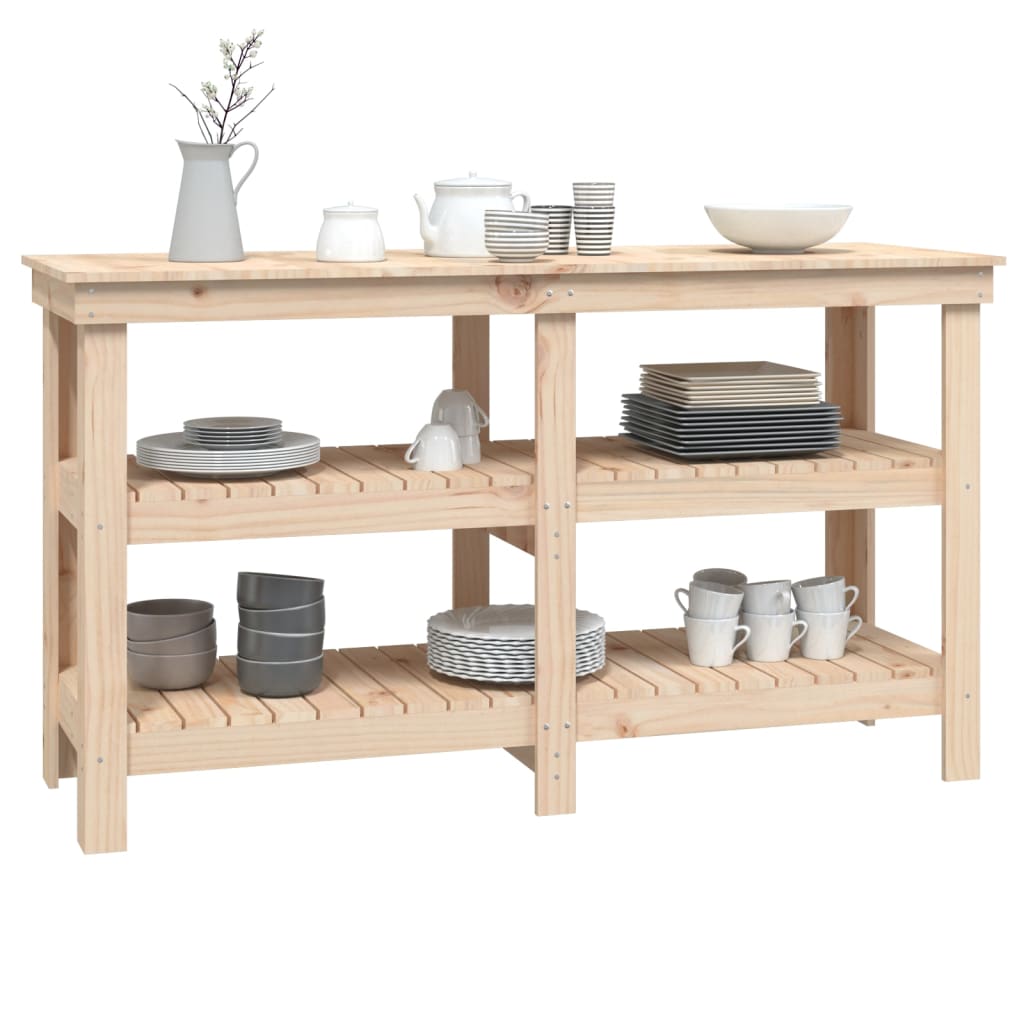 vidaXL Banc de lucru, 142,5x50x80 cm, lemn masiv pin