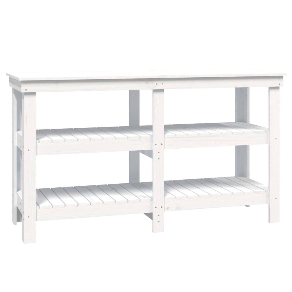 vidaXL Banc de lucru, alb, 142,5x50x80 cm, lemn masiv pin vidaXL Banc de lucru, alb, 142,5x50x80 cm, lemn masiv pin