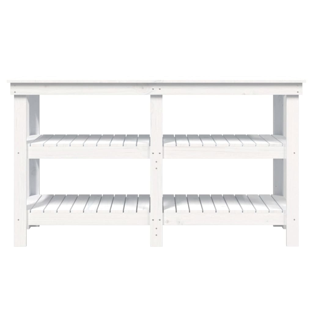 vidaXL Banc de lucru, alb, 142,5x50x80 cm, lemn masiv pin vidaXL Banc de lucru, alb, 142,5x50x80 cm, lemn masiv pin