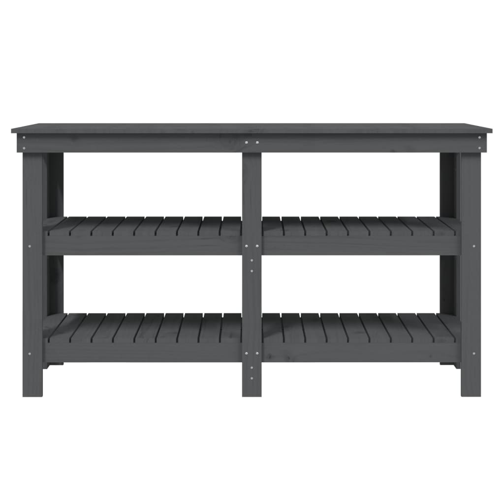 vidaXL Banc de lucru, gri, 142,5x50x80 cm, lemn masiv pin vidaXL Banc de lucru, gri, 142,5x50x80 cm, lemn masiv pin