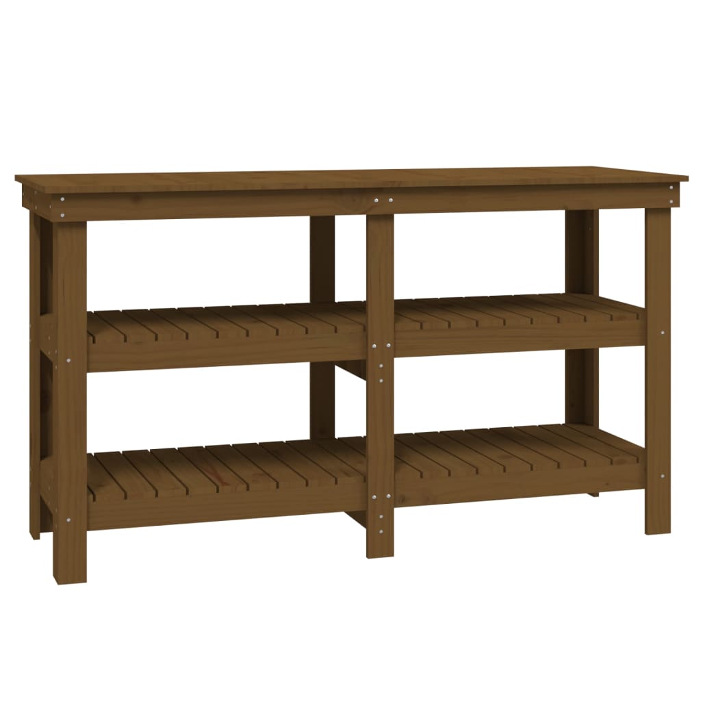 vidaXL Banc de lucru, maro miere, 142,5x50x80 cm, lemn masiv pin vidaXL Banc de lucru, maro miere, 142,5x50x80 cm, lemn masiv pin