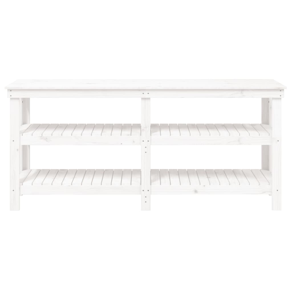 vidaXL Banc de lucru, alb, 181x50x80 cm, lemn masiv pin