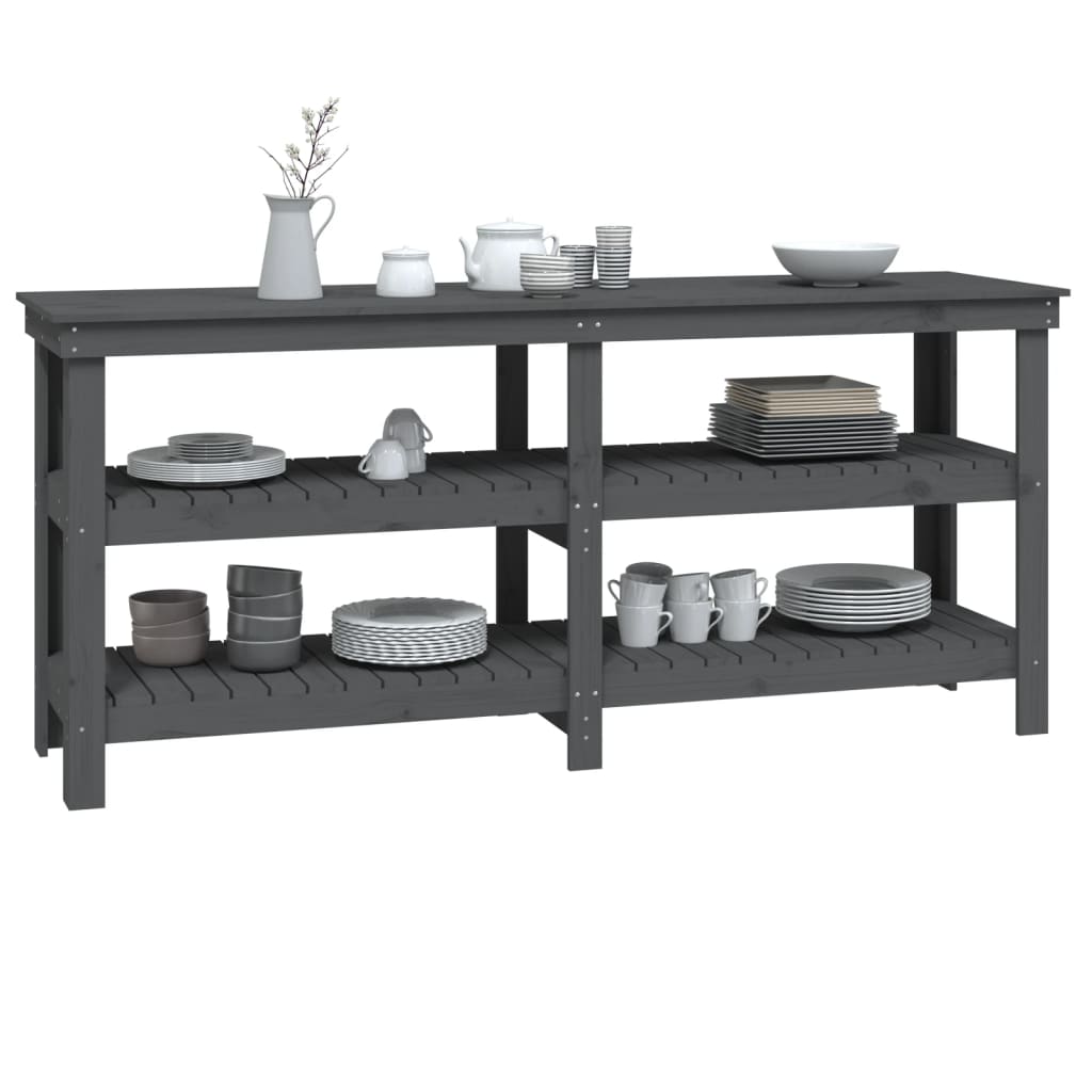 vidaXL Banc de lucru, gri, 181x50x80 cm, lemn masiv pin vidaXL Banc de lucru, gri, 181x50x80 cm, lemn masiv pin