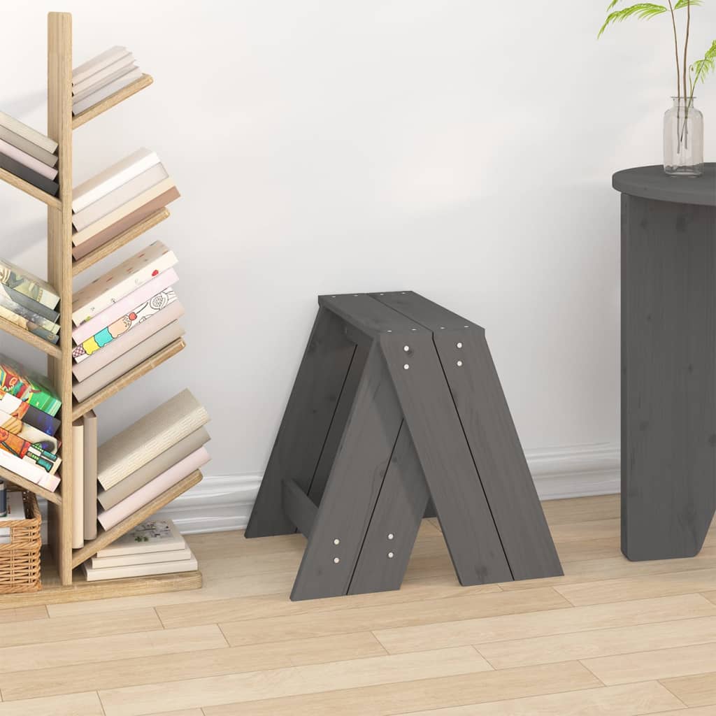 vidaXL Scaune, 2 buc., gri, 40x40x45 cm, lemn masiv de pin vidaXL Scaune, 2 buc., gri, 40x40x45 cm, lemn masiv de pin