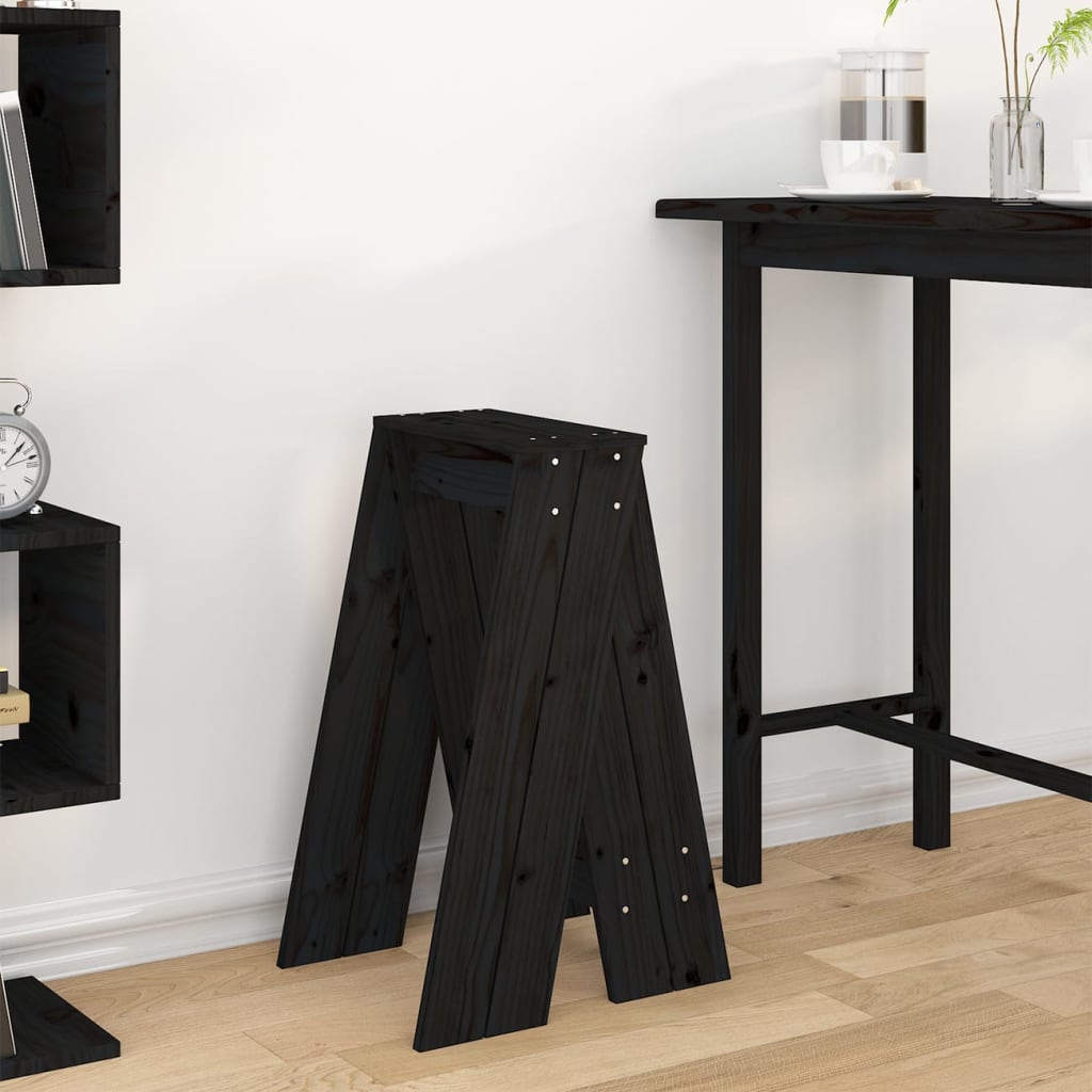 vidaXL Scaune, 2 buc., negru, 40x40x75 cm, lemn masiv de pin