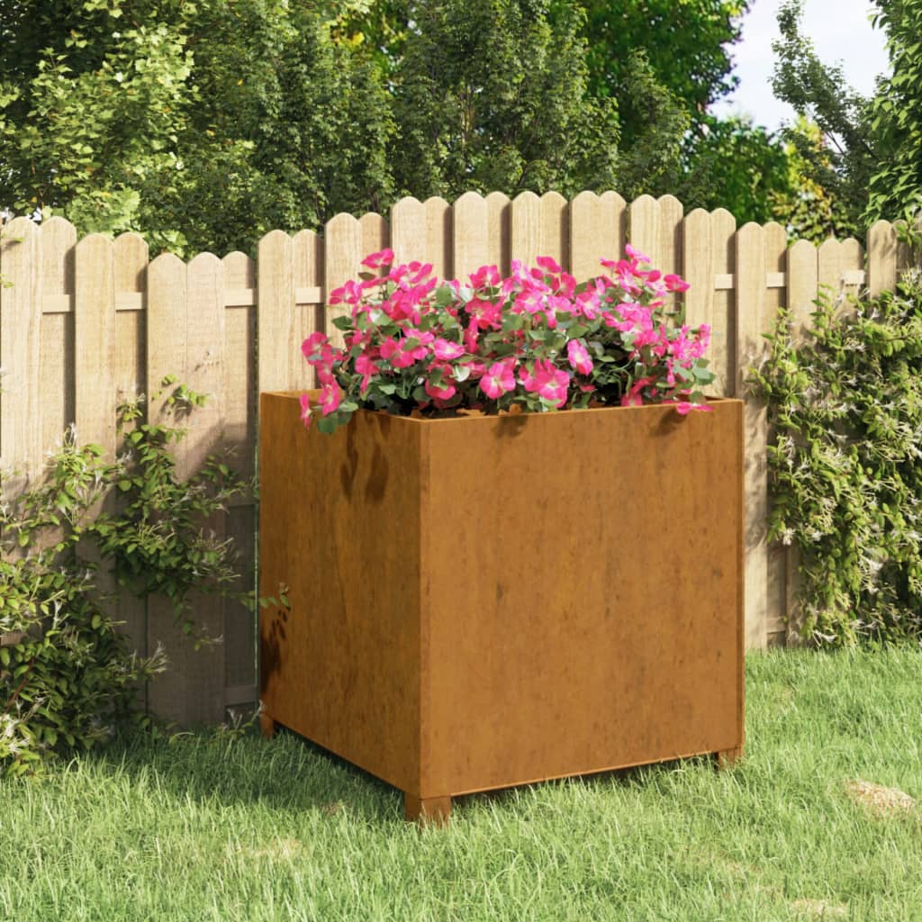 vidaXL Jardinieră cu picioare, ruginiu, 49x47x50 cm, oțel corten vidaXL Jardinieră cu picioare, ruginiu, 49x47x50 cm, oțel corten