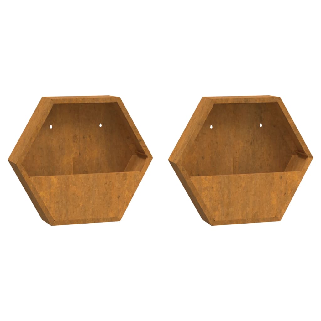 vidaXL Jardiniere de perete, 2 buc., ruginiu, 46x10x40 cm, oțel corten vidaXL Jardiniere de perete, 2 buc., ruginiu, 46x10x40 cm, oțel corten