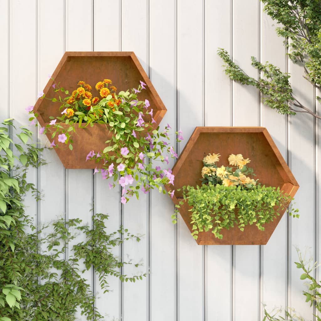 vidaXL Jardiniere de perete, 2 buc., ruginiu, 46x10x40 cm, oțel corten vidaXL Jardiniere de perete, 2 buc., ruginiu, 46x10x40 cm, oțel corten