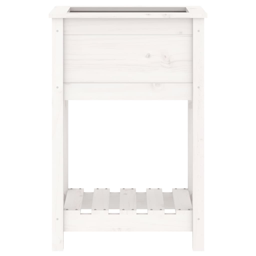 vidaXL Jardinieră cu raft, alb, 54x34,5x81 cm, lemn masiv de pin