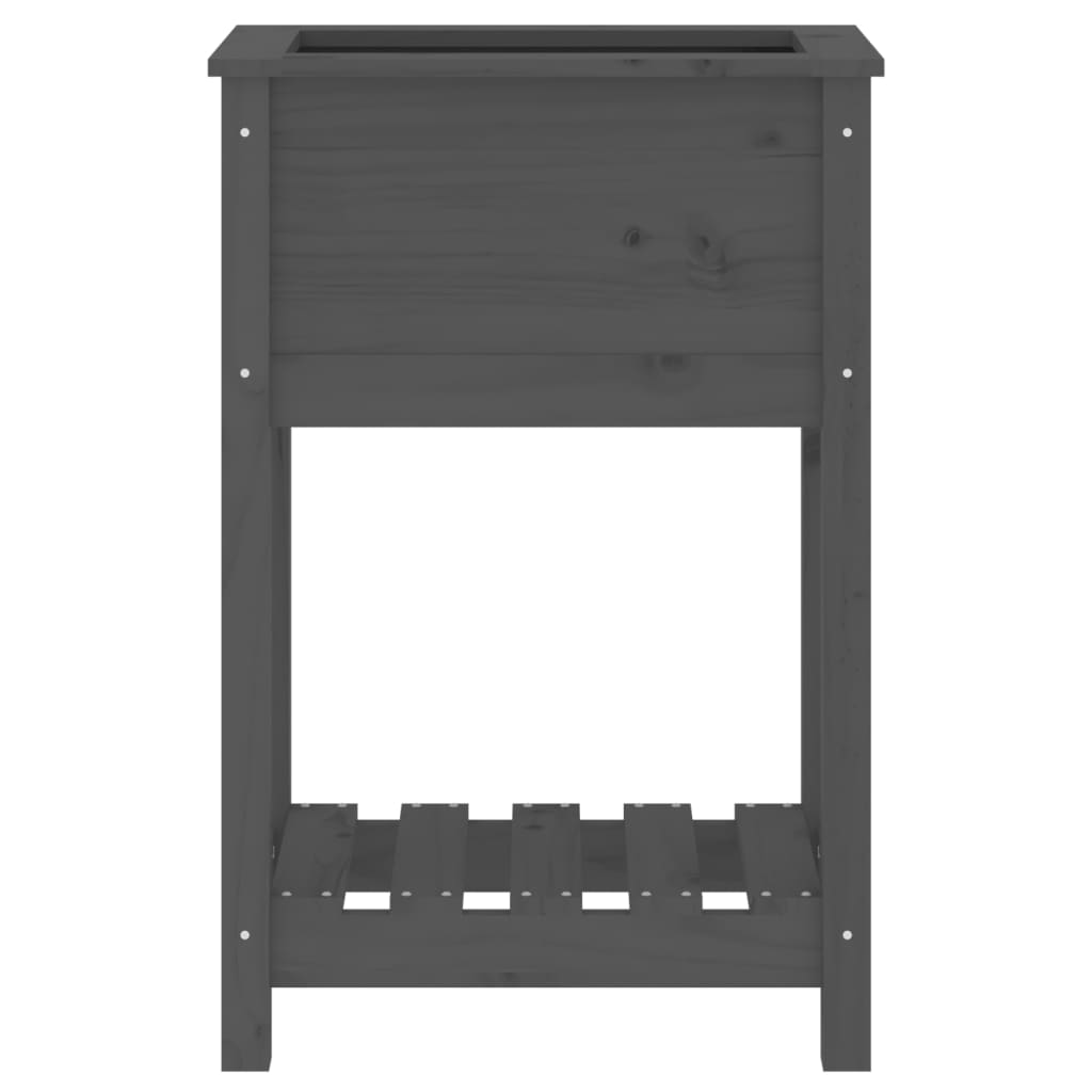 vidaXL Jardinieră cu raft, gri, 54x34,5x81 cm, lemn masiv de pin