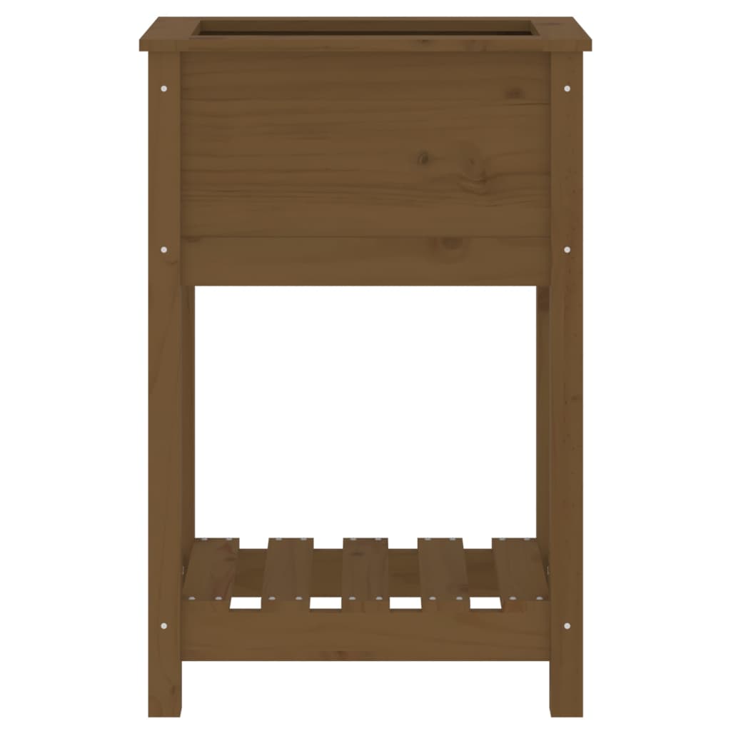 vidaXL Jardinieră cu raft, maro miere, 54x34,5x81 cm, lemn masiv pin