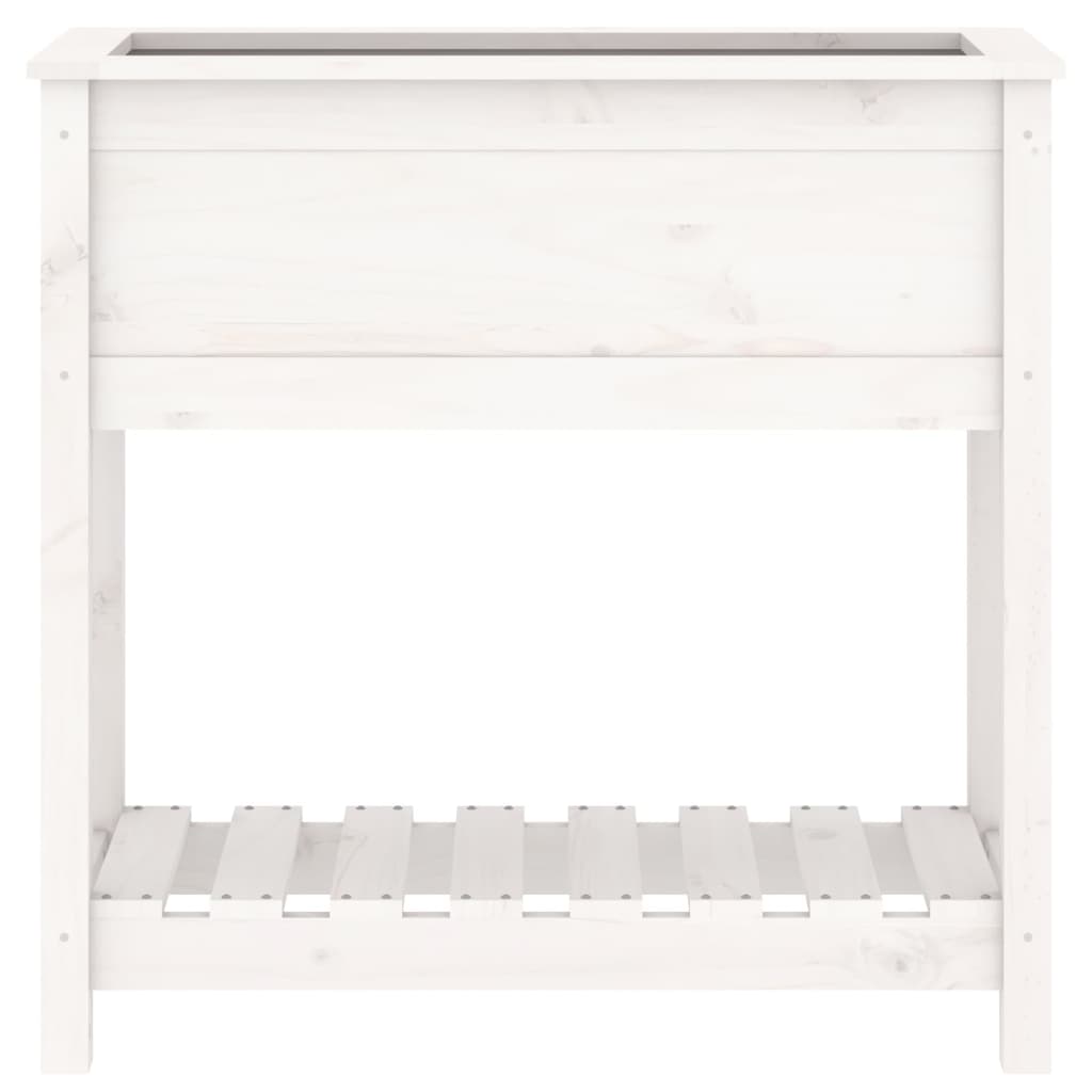 vidaXL Jardinieră cu raft, alb, 82,5x34,5x81 cm, lemn masiv de pin