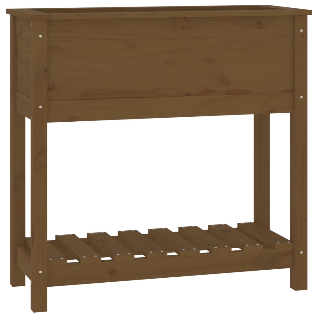 vidaXL Jardinieră cu raft, maro miere, 82,5x34,5x81 cm, lemn masiv pin