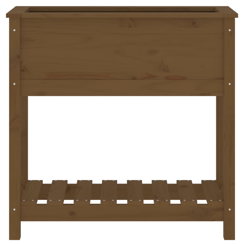 vidaXL Jardinieră cu raft, maro miere, 82,5x34,5x81 cm, lemn masiv pin