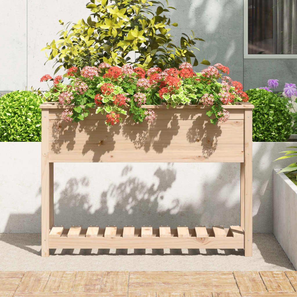 vidaXL Jardinieră cu raft, 111,5x34,5x81 cm, lemn masiv de pin vidaXL Jardinieră cu raft, 111,5x34,5x81 cm, lemn masiv de pin