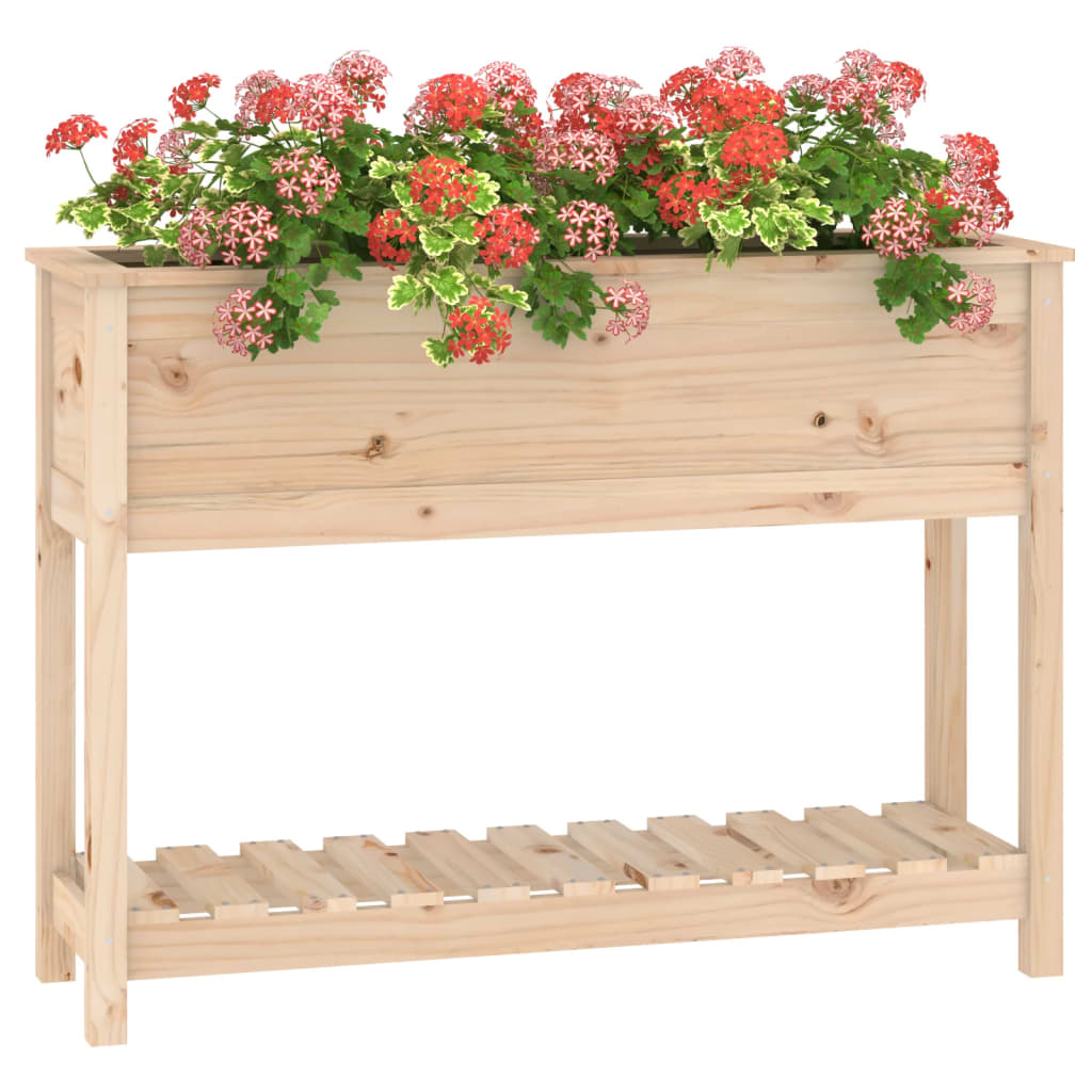 vidaXL Jardinieră cu raft, 111,5x34,5x81 cm, lemn masiv de pin vidaXL Jardinieră cu raft, 111,5x34,5x81 cm, lemn masiv de pin