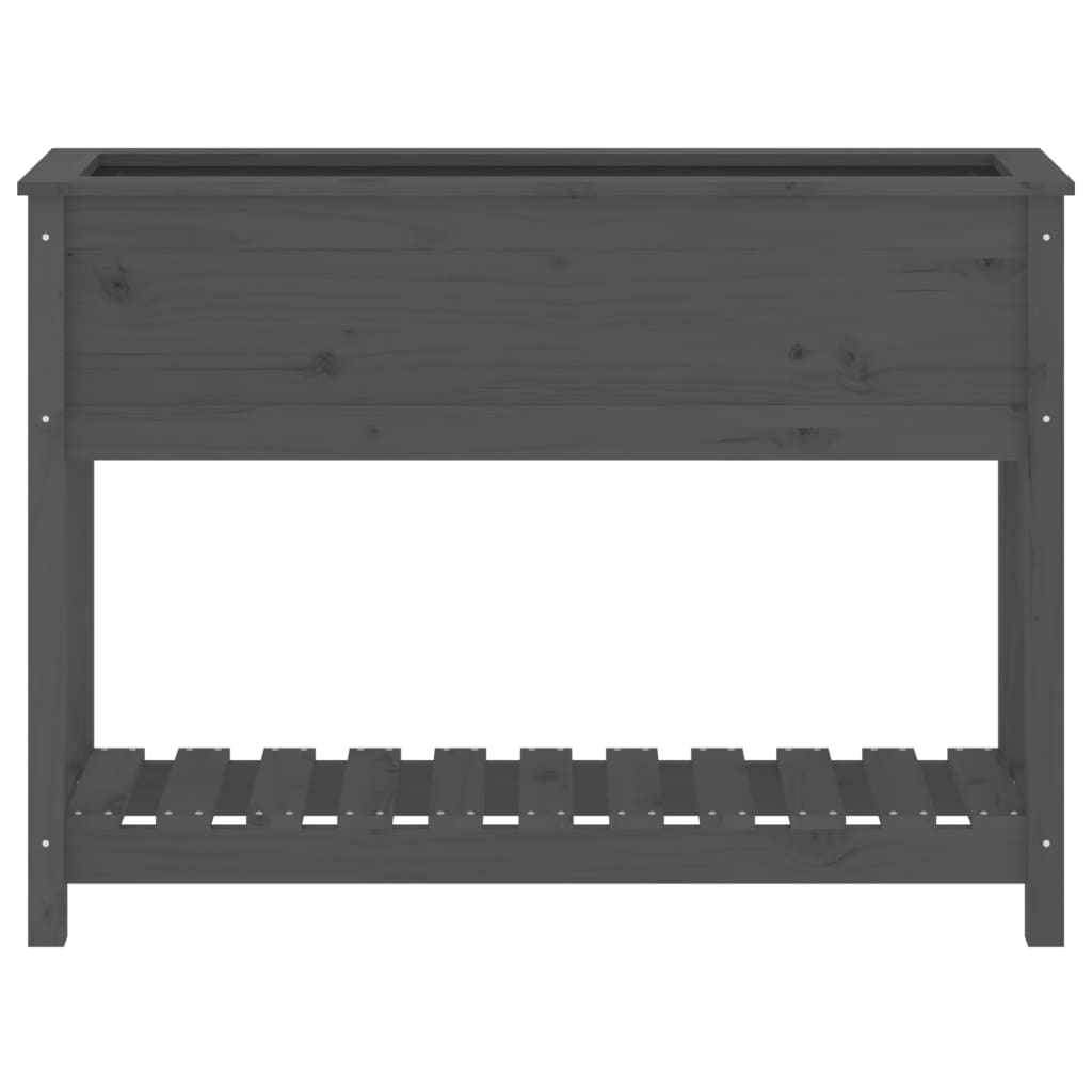 vidaXL Jardinieră cu raft, gri, 111,5x34,5x81 cm, lemn masiv de pin