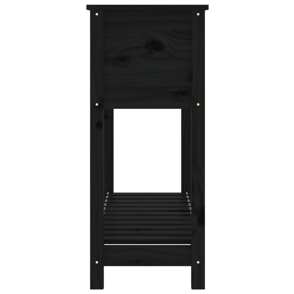 vidaXL Jardinieră cu raft, negru, 111,5x34,5x81 cm, lemn masiv de pin