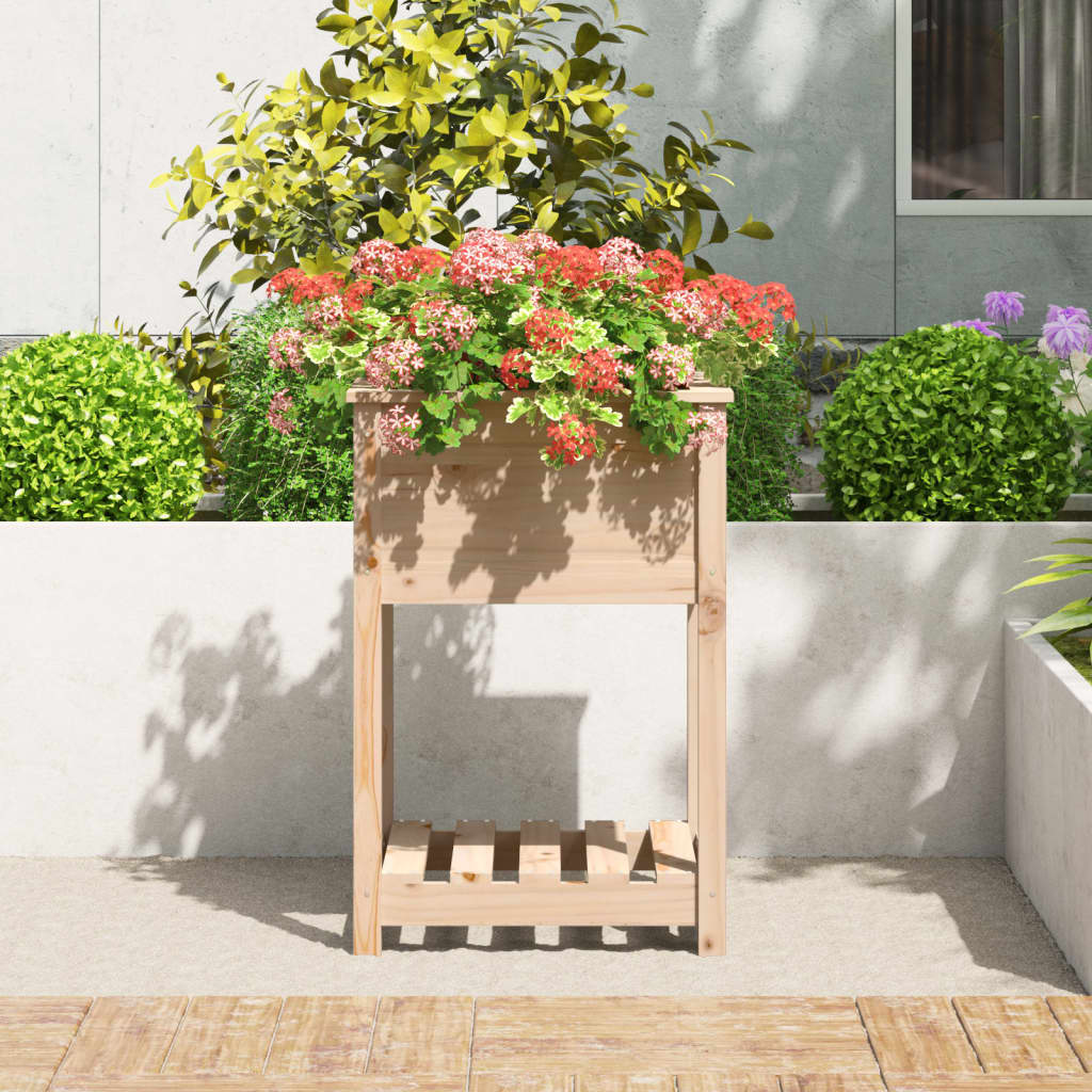 vidaXL Jardinieră cu raft, 54x54x81 cm, lemn masiv de pin vidaXL Jardinieră cu raft, 54x54x81 cm, lemn masiv de pin
