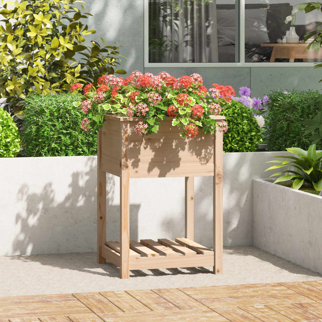 vidaXL Jardinieră cu raft, 54x54x81 cm, lemn masiv de pin vidaXL Jardinieră cu raft, 54x54x81 cm, lemn masiv de pin