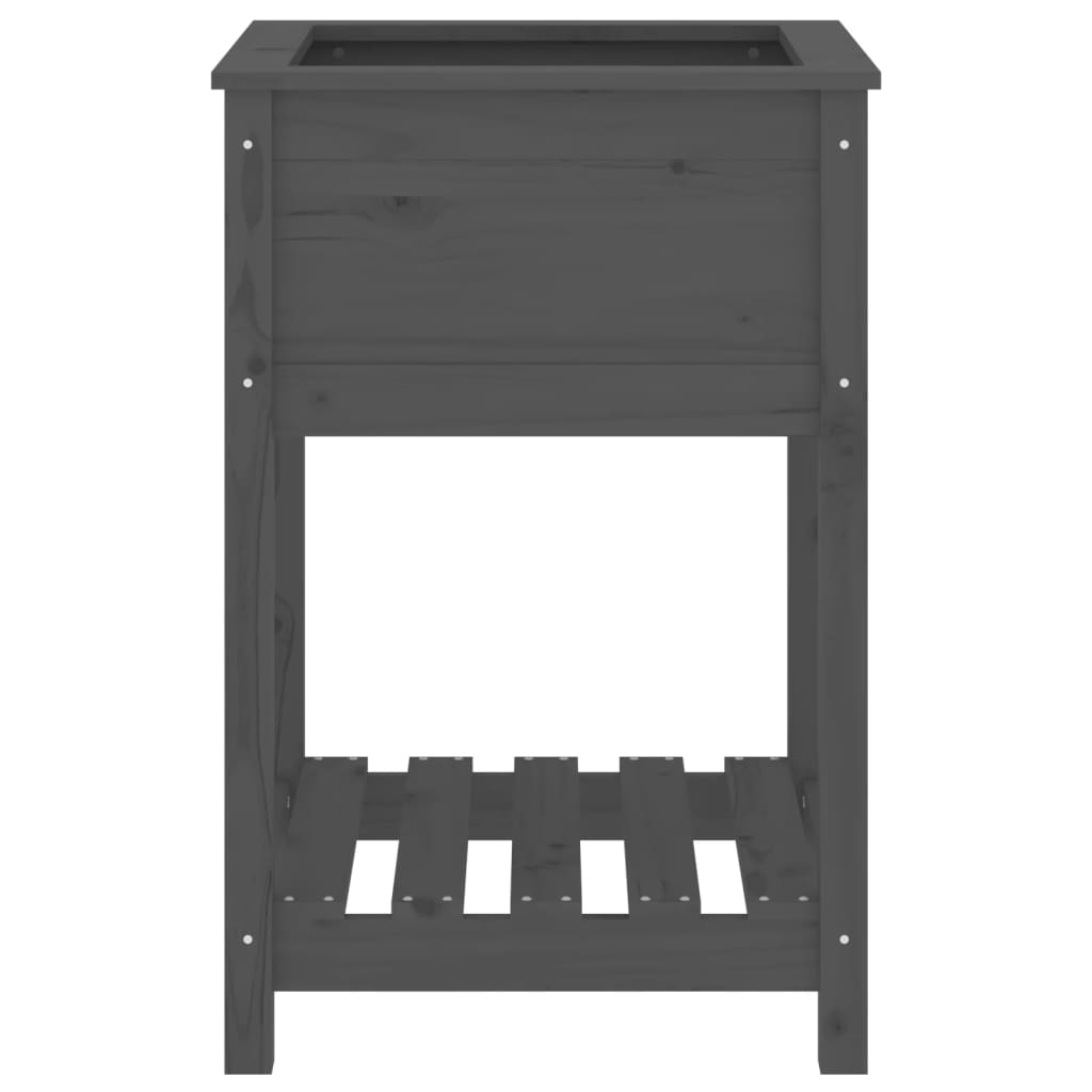 vidaXL Jardinieră cu raft, gri, 54x54x81 cm, lemn masiv de pin