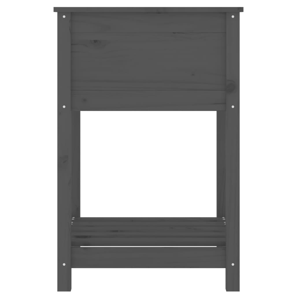 vidaXL Jardinieră cu raft, gri, 54x54x81 cm, lemn masiv de pin