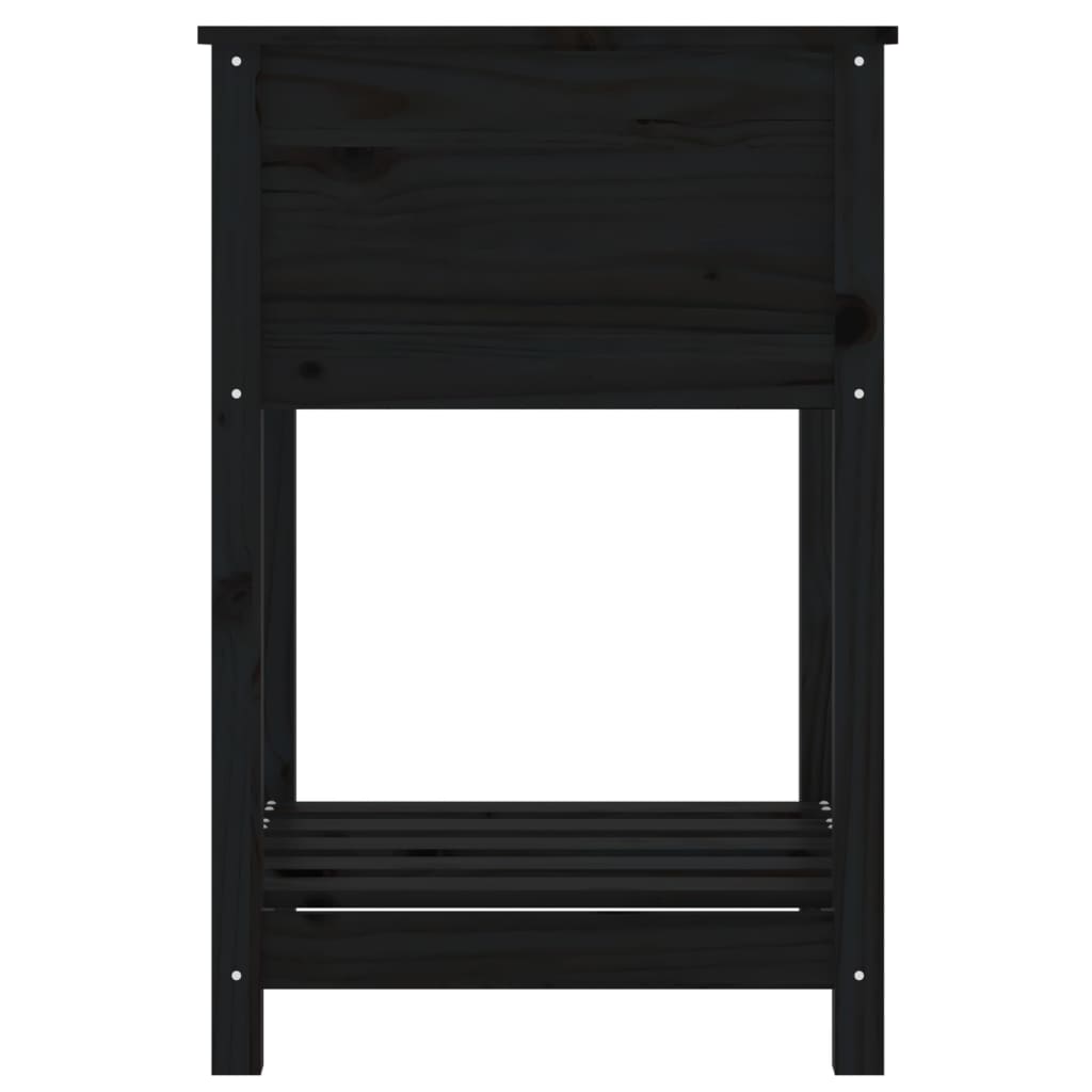 vidaXL Jardinieră cu raft, negru, 54x54x81 cm, lemn masiv de pin