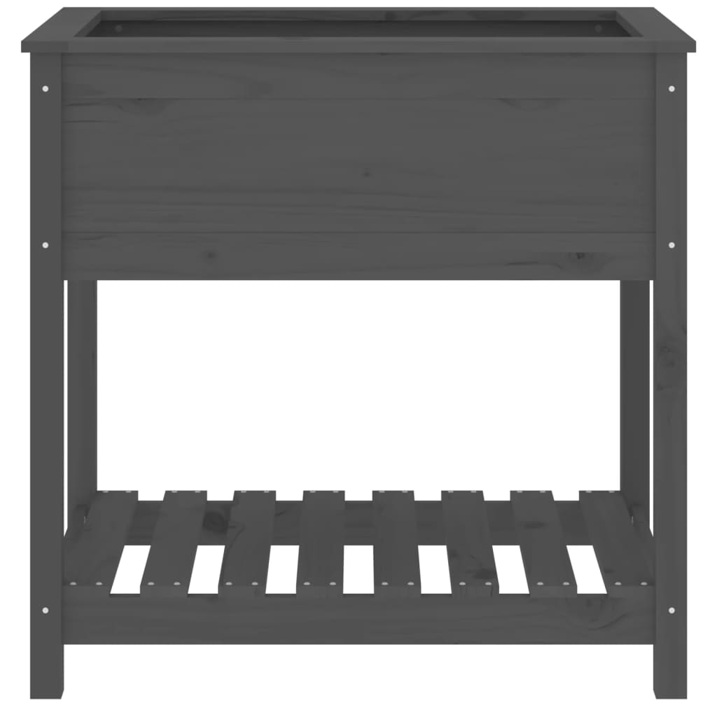 vidaXL Jardinieră cu raft, gri, 82,5x54x81 cm, lemn masiv de pin