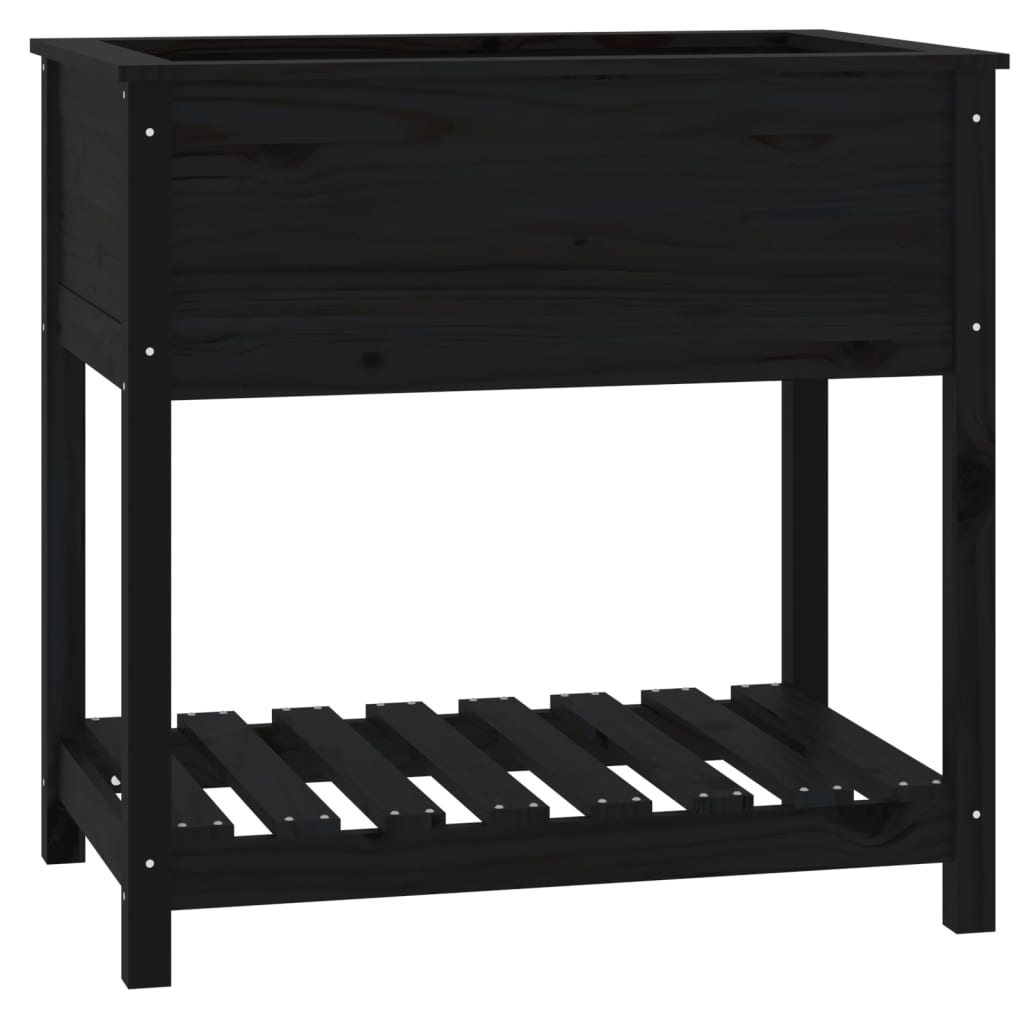 vidaXL Jardinieră cu raft, negru, 82,5x54x81 cm, lemn masiv de pin