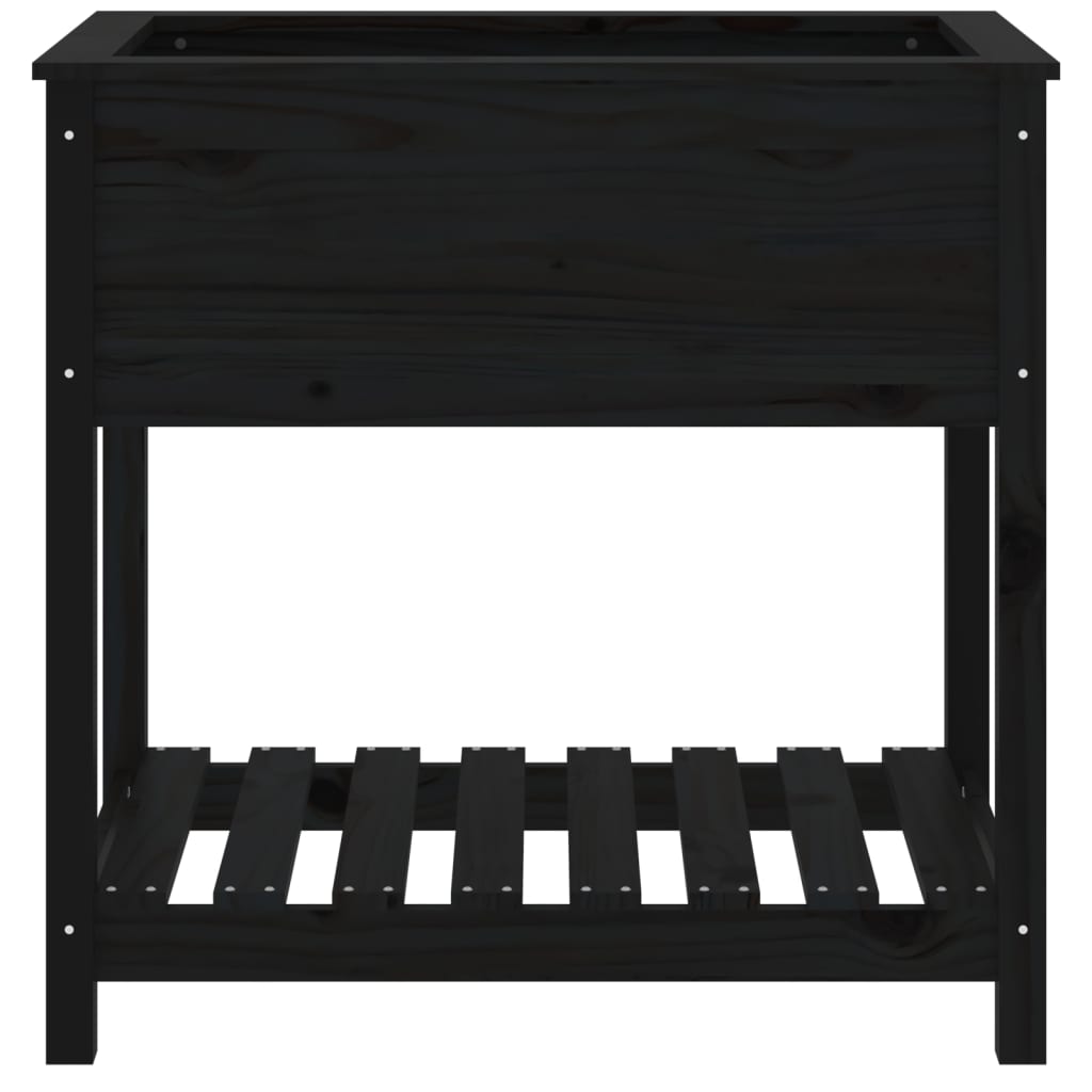 vidaXL Jardinieră cu raft, negru, 82,5x54x81 cm, lemn masiv de pin