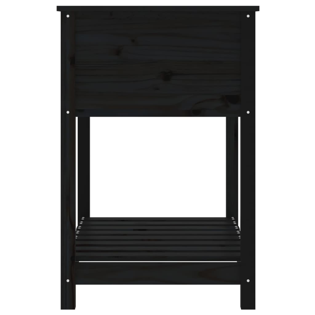 vidaXL Jardinieră cu raft, negru, 82,5x54x81 cm, lemn masiv de pin