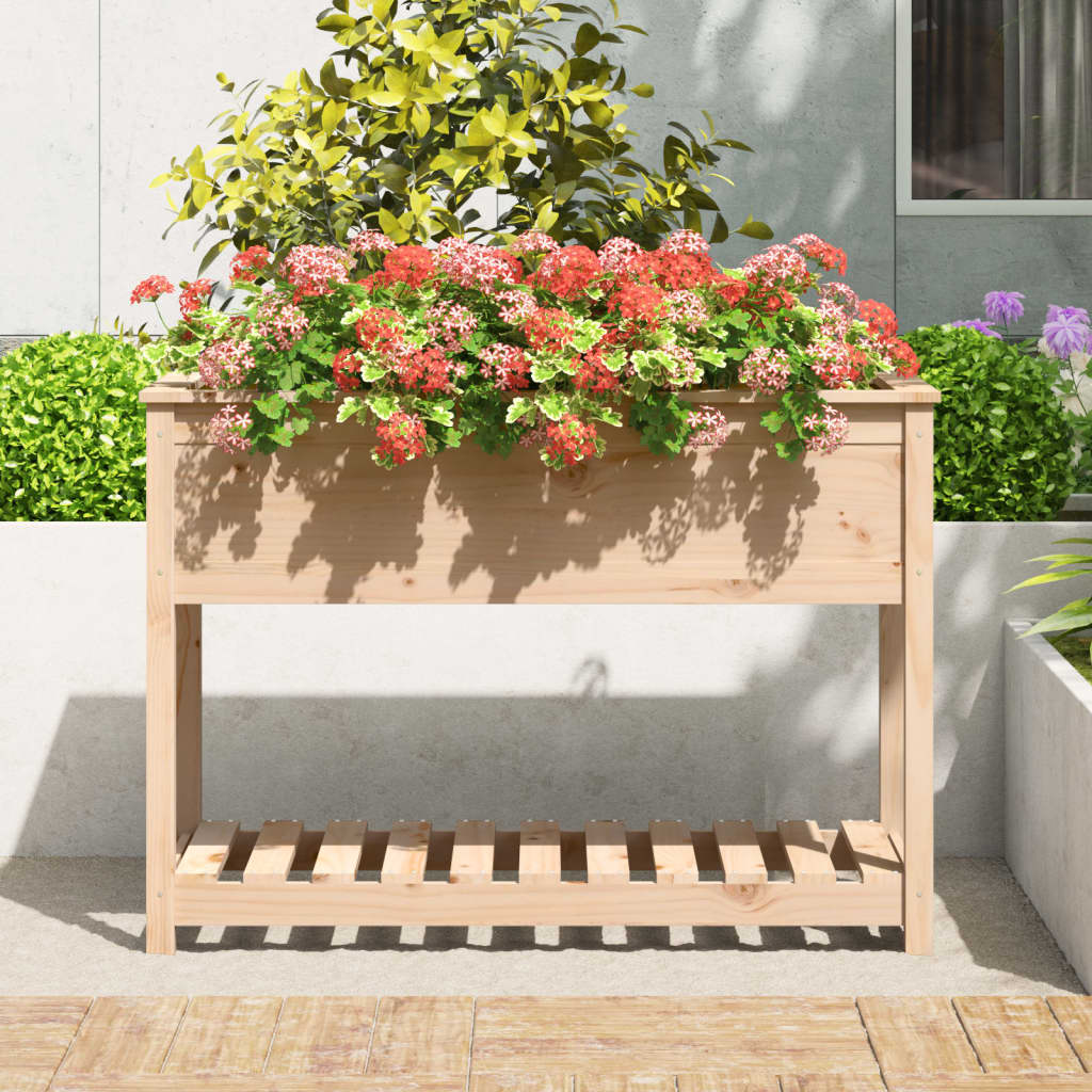 vidaXL Jardinieră cu raft, 111,5x54x81 cm, lemn masiv de pin vidaXL Jardinieră cu raft, 111,5x54x81 cm, lemn masiv de pin