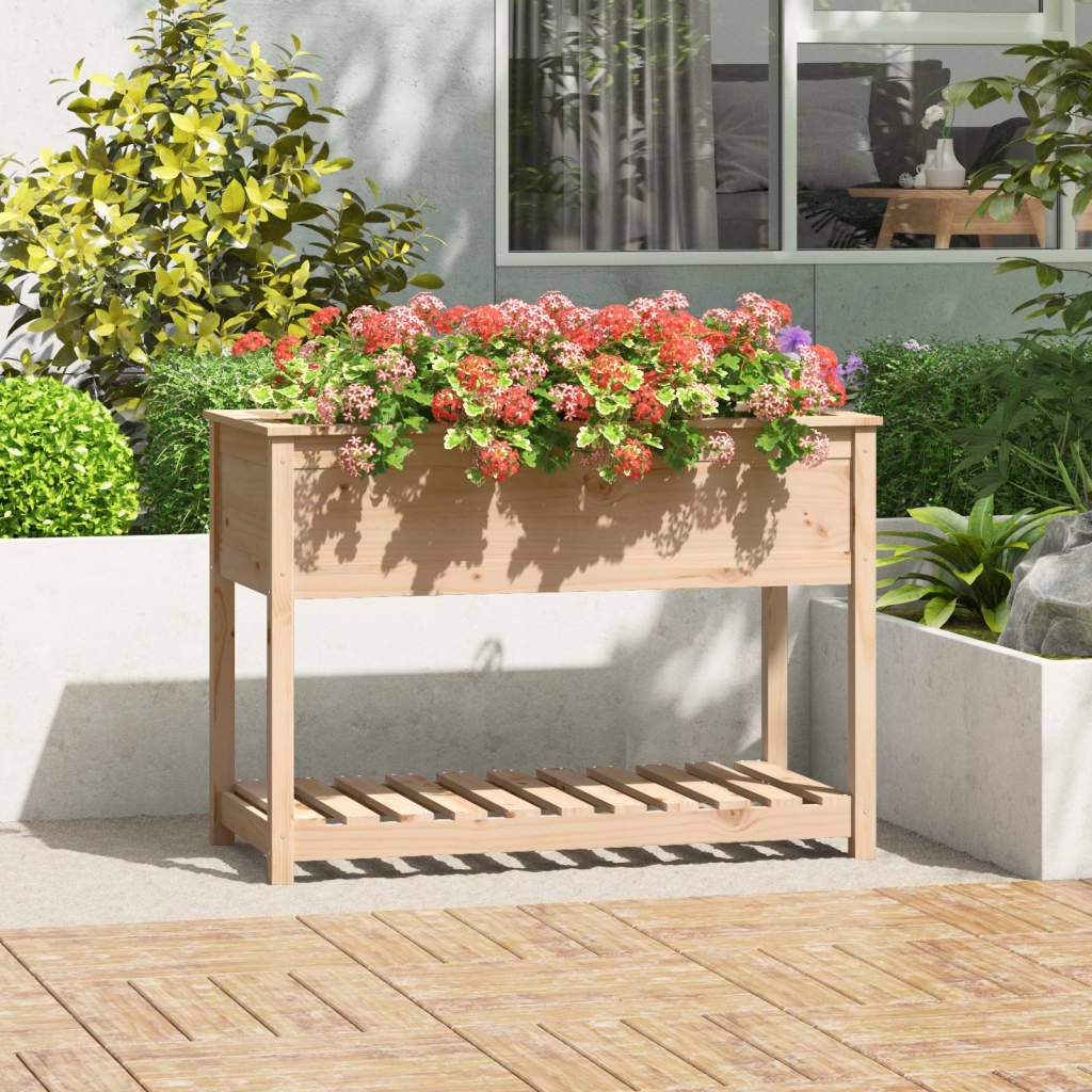 vidaXL Jardinieră cu raft, 111,5x54x81 cm, lemn masiv de pin vidaXL Jardinieră cu raft, 111,5x54x81 cm, lemn masiv de pin